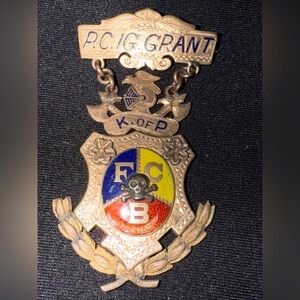 The Knights of Pythias, its rose gold finish 1988 enamel vintage skull bones pin